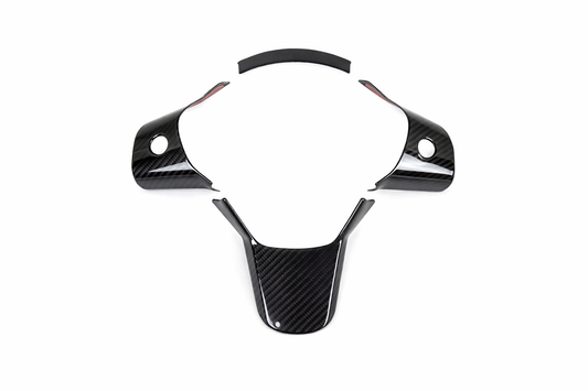 Revel GT dry carbon 4-piece steering wheel cover set for 2017-2022 Tesla Model 3 AWD and RWD with gloss UV coated finish - 1TR4GT1AX01