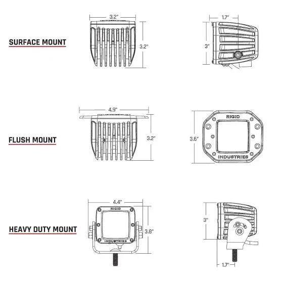 Rigid Industries Spot Flush Mount Midnight Pair D-Series Pro - 212213BLK Rigid Industries