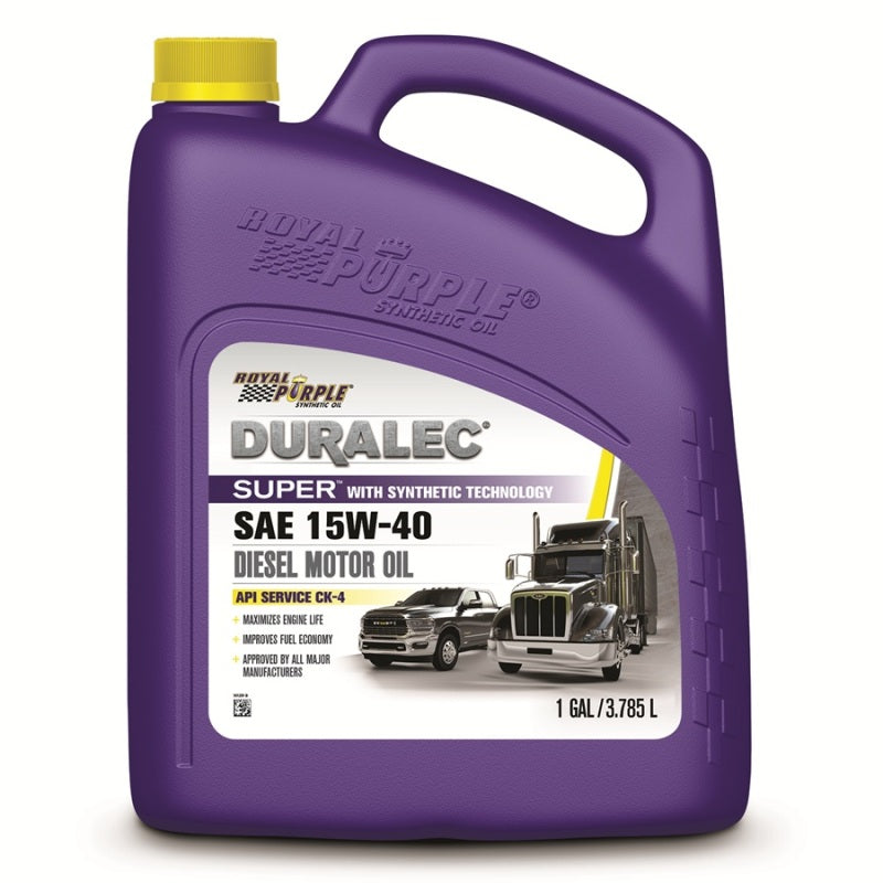 Royal Purple Duralec Super Synthetic Diesel Motor Oil 15W-40, 3 x 1-gallon case, part number 43154