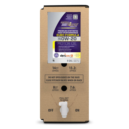 Royal Purple High Performance European Formula Synthetic Motor Oil 0W-20, 6-gallon bag-in-box, part number 11916