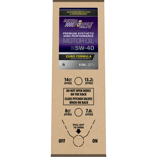 Royal Purple High Performance European Formula Synthetic Motor Oil 5W-40, 6-gallon bag-in-box, part number 60540