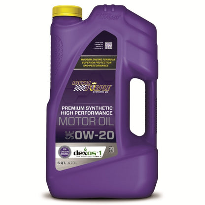 Royal Purple High Performance Synthetic Motor Oil 0W-20, 3 x 5-quart case, part number 53020