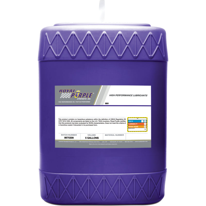 Royal Purple High Performance Synthetic Motor Oil 0W-20, 5-gallon pail, part number 05020