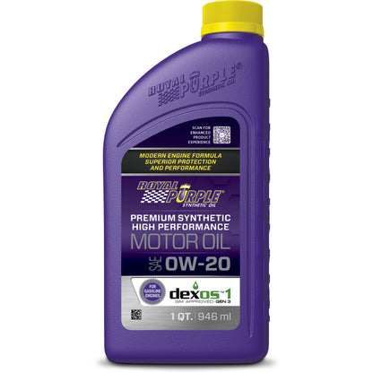 Royal Purple High Performance Synthetic Motor Oil 0W-20, 6 x 1-quart case, part number 06020