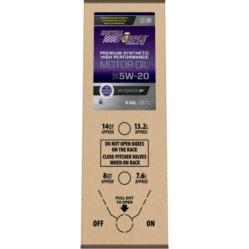 Royal Purple High Performance Synthetic Motor Oil 5W-20, 6-gallon bag-in-box, part number 60520