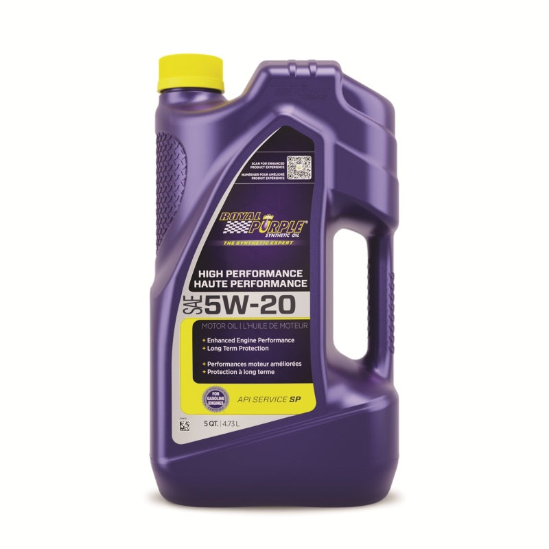 Royal Purple High Performance Synthetic Motor Oil 5W-20, Canadian label, 3 x 5-quart case, part number 23520