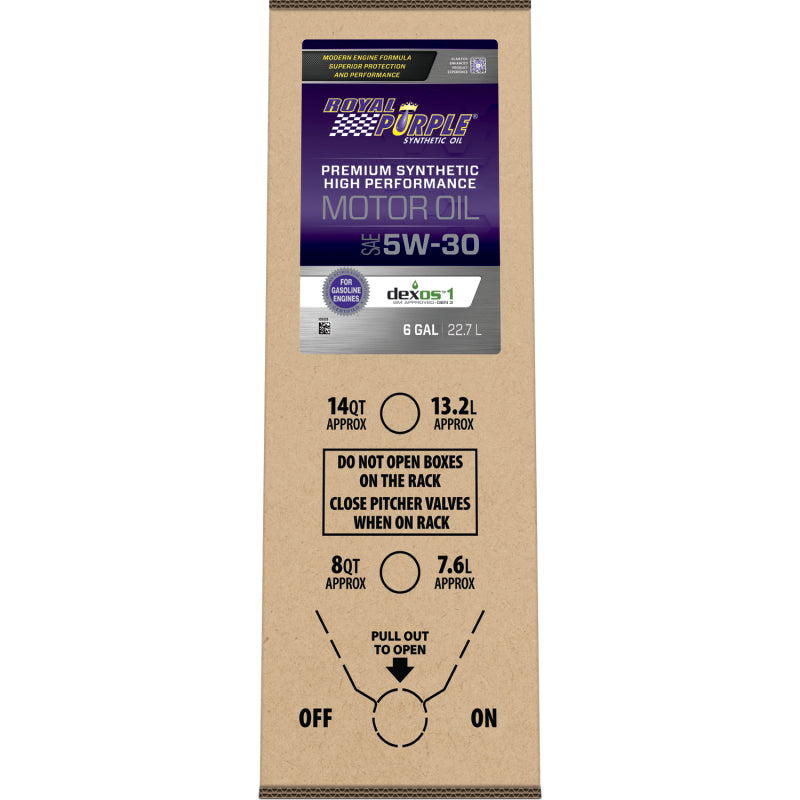 Royal Purple High Performance Synthetic Motor Oil 5W-30, 6-gallon bag-in-box, part number 60530