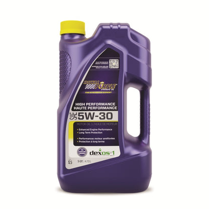 Royal Purple High Performance Synthetic Motor Oil 5W-30, Canadian label, 3 x 5-quart case, part number 23530