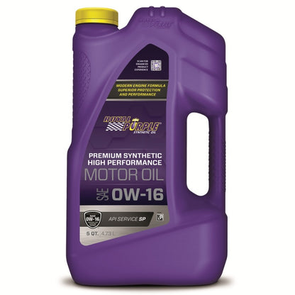 Royal Purple High Performance Ultra-Low Viscosity Synthetic Motor Oil 0W-16, 3 x 5-quart case, part number 53016