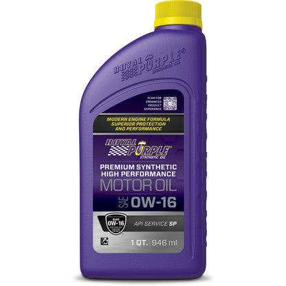 Royal Purple High Performance Ultra-Low Viscosity Synthetic Motor Oil 0W-16, 6 x 1-quart case, part number 06016