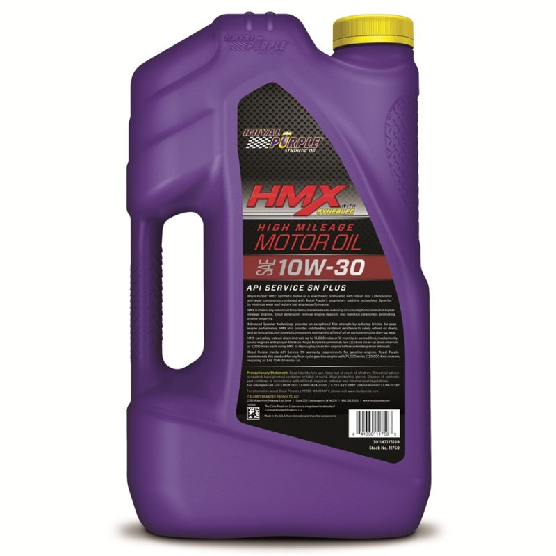 Royal Purple HMX High Mileage Synthetic Motor Oil 10W-30, 3 x 5-quart case, part number 11751