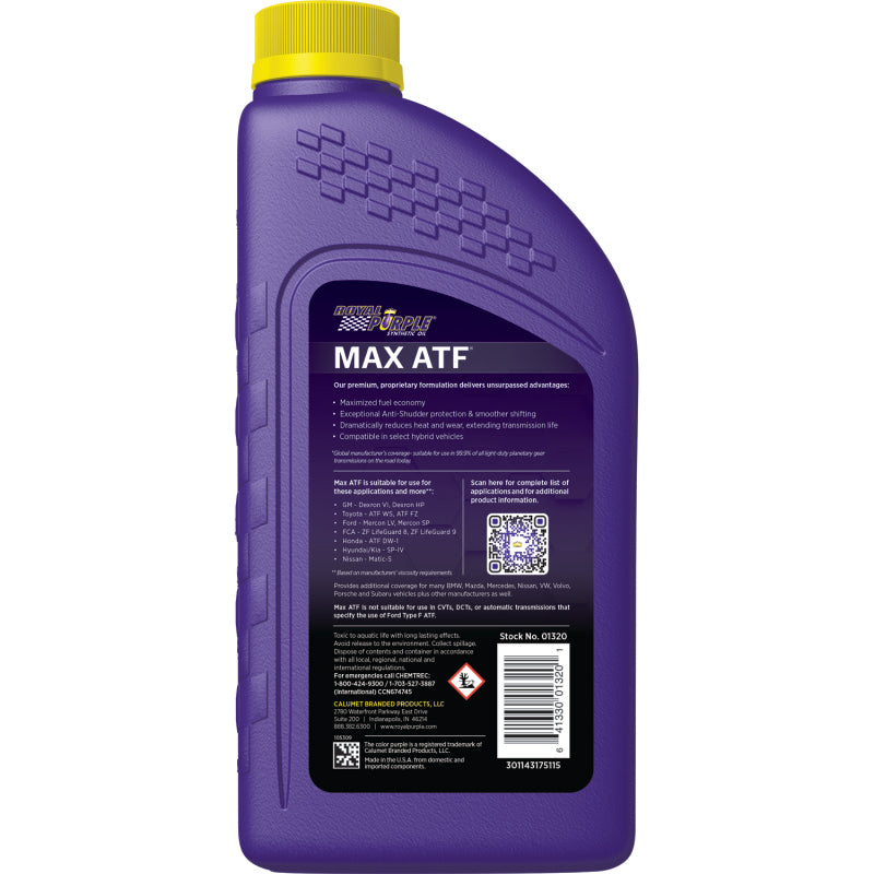 Royal Purple Max ATF Full Synthetic Automatic Transmission Fluid, 6 x 1-quart case, part number 06320