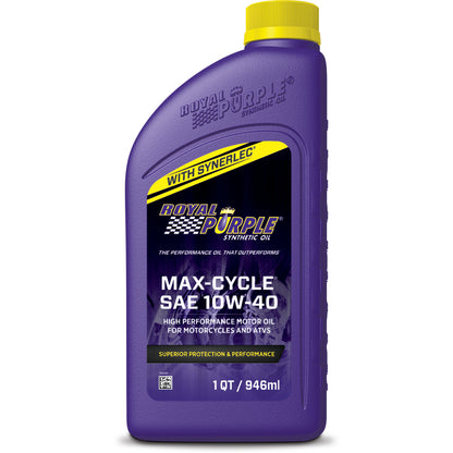Royal Purple Max-Cycle Synthetic Motorcycle Motor Oil 10W-40, 6 x 1-quart case, part number 06315