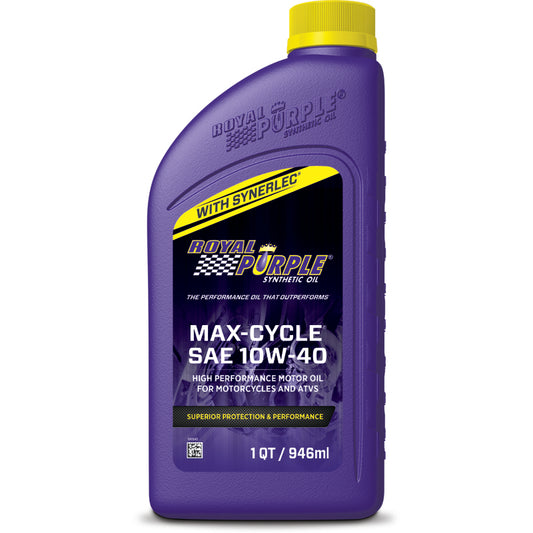 Royal Purple Max-Cycle Synthetic Motorcycle Motor Oil 10W-40, 6 x 1-quart case, part number 06315