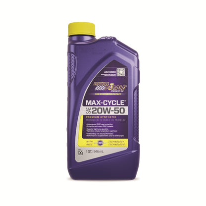 Royal Purple Max-Cycle Synthetic Motorcycle Motor Oil 20W-50, Canadian label, 6 x 1-quart case, part number 26316