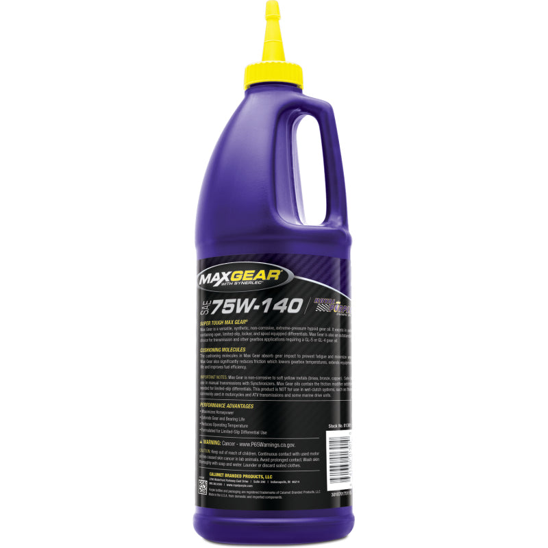 Royal Purple Max Gear Full Synthetic High Performance Gear Oil 75W-140, 6 x 1-quart case, part number 06301