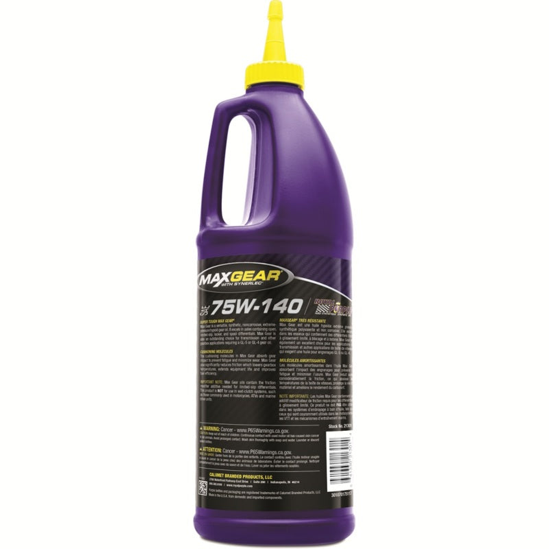 Royal Purple Max Gear Full Synthetic High Performance Gear Oil 75W-140, Canadian label, 6 x 1-quart case, part number 26301