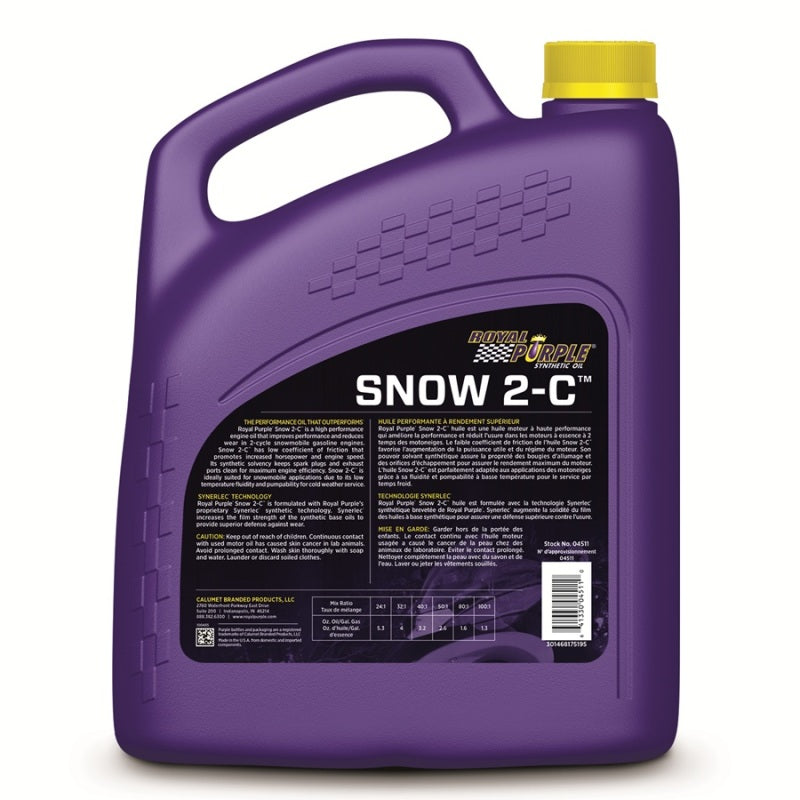 Royal Purple Snow 2-C High Performance Synthetic 2-Cycle Motor Oil, Canadian label, 3 x 1-gallon case, part number 43511