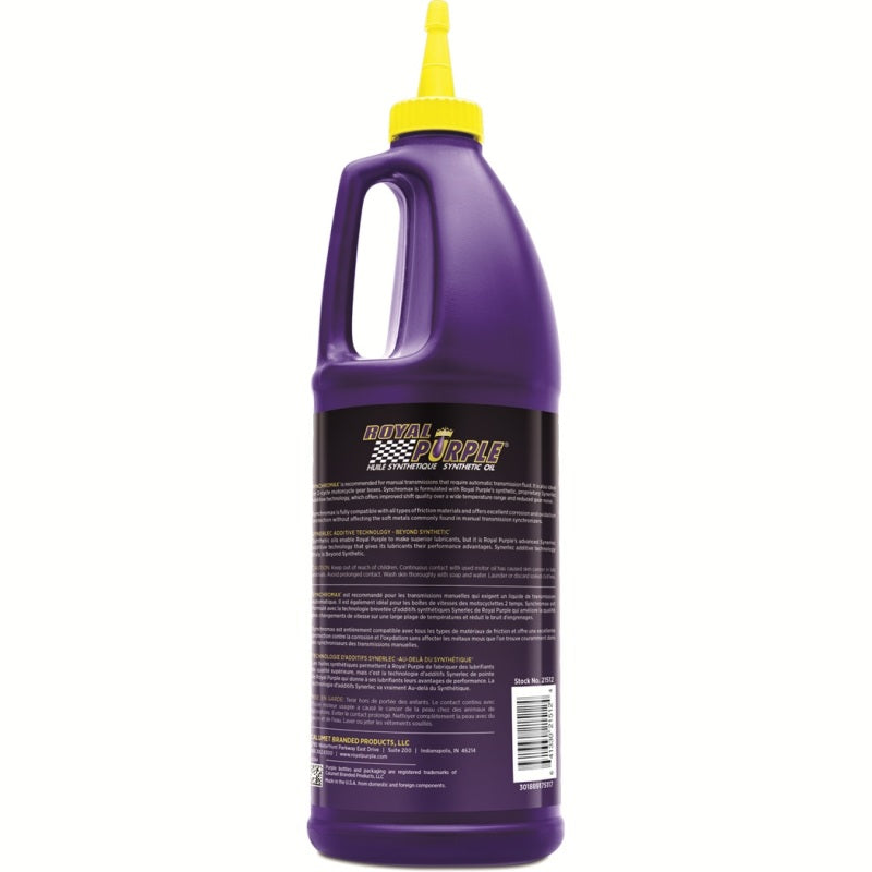 Royal Purple Synchromax Synthetic Manual Transmission Fluid, Canadian label, 6 x 1-quart case, part number 26512