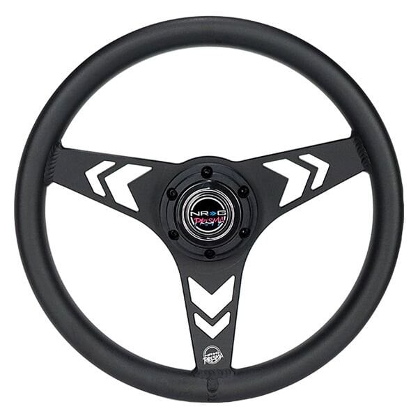 NRG Aluminum Steering Wheel 330mm - Arow Cutout - Ergonomic Grip - Anadized Black - RST-070-BK