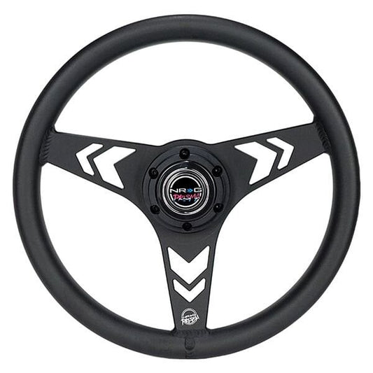NRG Aluminum Steering Wheel 330mm - Arow Cutout - Ergonomic Grip - Anadized Black - RST-070-BK