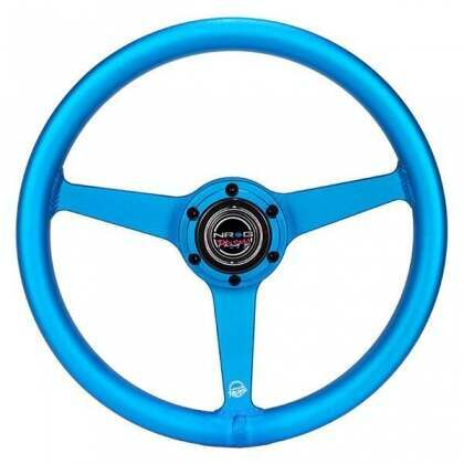 NRG Aluminum Steering Wheel 330mm - Heritage Solid Spoke - Ergonomic Grip - Anadized Blue - RST-071-BL