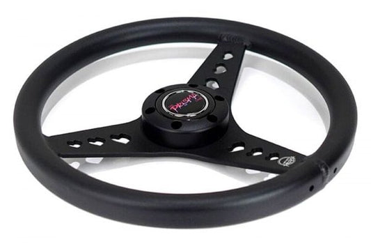 NRG All Aluminum Steering Wheel 330mm - Heart Cut Out- Ergonomic Grip- Anadized Black - RST-073-BK