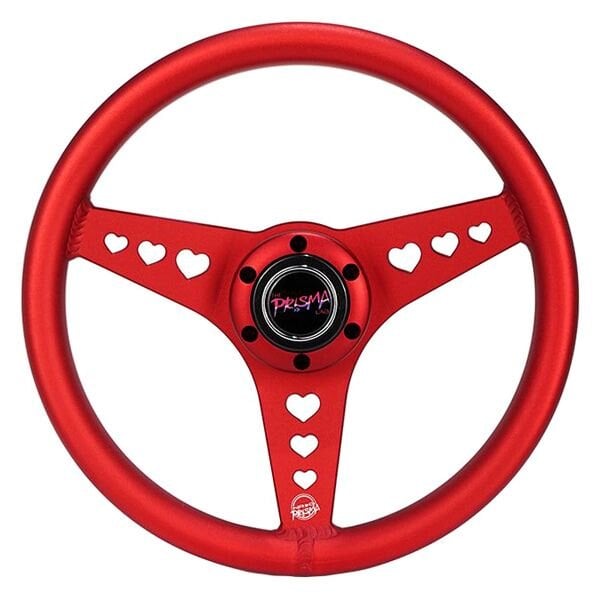 NRG All Aluminum Steering Wheel 330mm - Heart Cut Out- Ergonomic Grip- Anadized Red - RST-073-RD