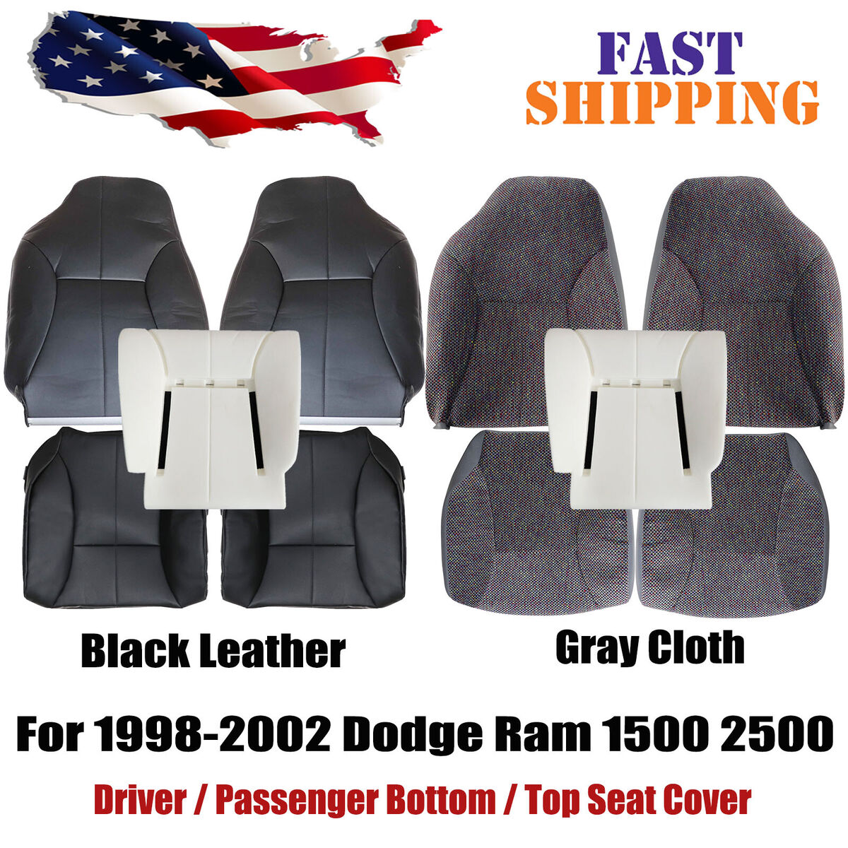 Covercraft 1998-02 Dodge Ram Polycotton SeatSaver Custom Front Row Seat Covers - Tan