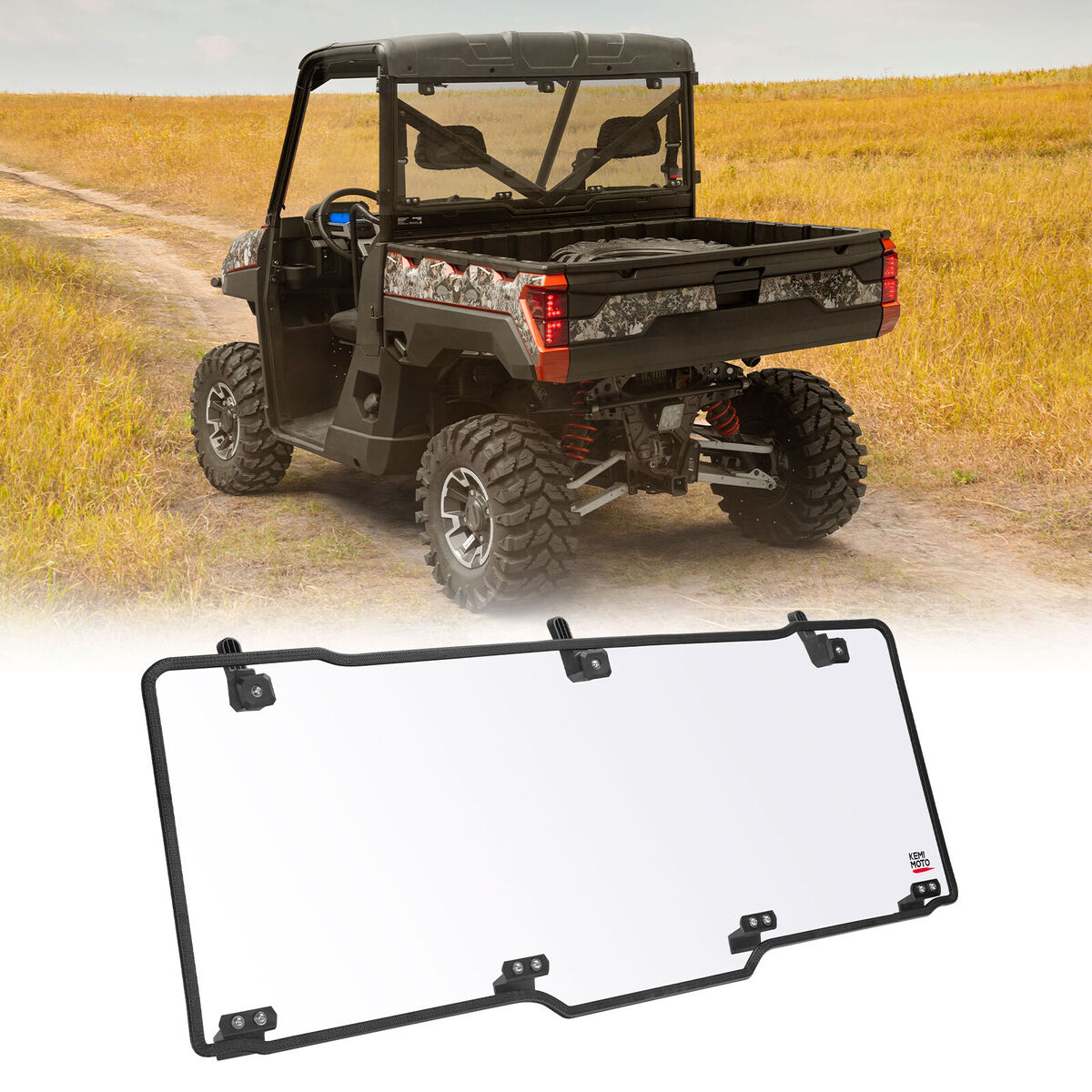 Seizmik 13+ Polaris Ranger 900/1000 XP/Crew Rear Windshield Folding Poly Carb
