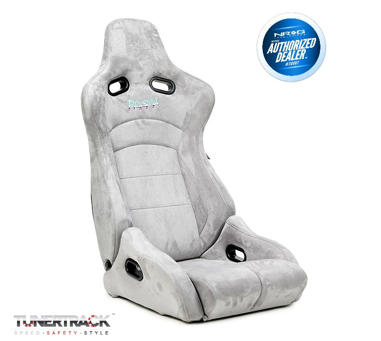 NRG Prisma Lab Reclinable Bucket Racing Seat - Pair (Grey Vegan Suede) - RSC-710 L/R-GY