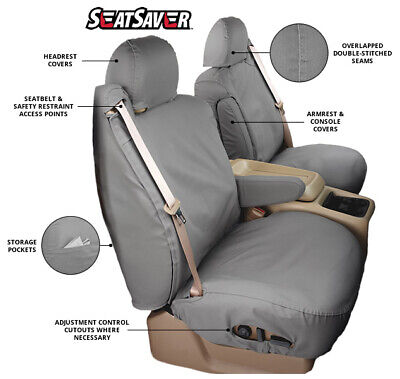 Covercraft 14-18 Dodge Ram P/U Polycotton SeatSaver Custom Front Row Seat Covers - Misty Grey