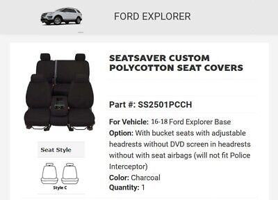 Covercraft 16-18 Ford Explorer Polycotton SeatSaver Custom Front Row Seat Covers - Charcoal