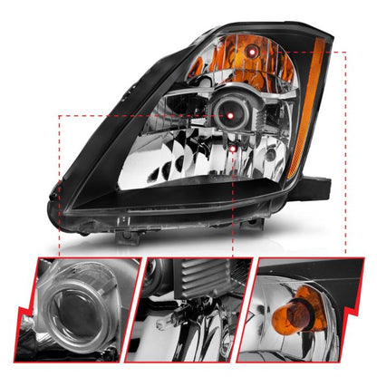 ANZO NISSAN 350Z 03-05 PROJECTOR HEADLIGHTS BLACK - 121108