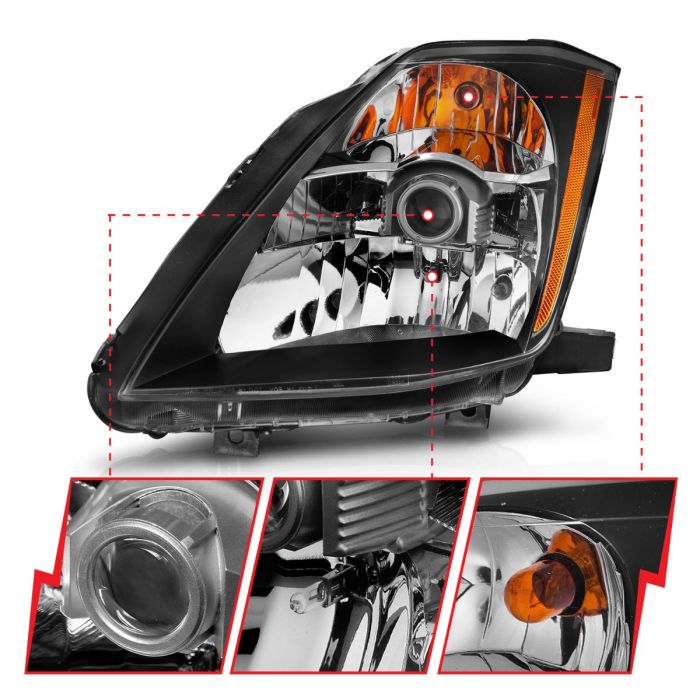 ANZO NISSAN 350Z 03-05 PROJECTOR HEADLIGHTS BLACK - 121108