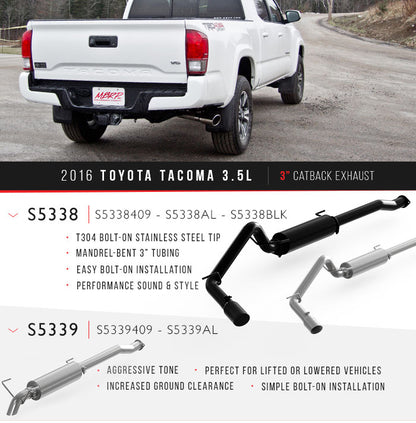 MBRP 16-23 Toyota Tacoma 3.5L 3in Cat-Back Single Side Exit (Street Profile) - S5338P MBRP