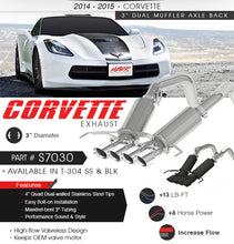 Load image into Gallery viewer, MBRP 3&quot; Dual Muffler Axle Back, with Quad 4&quot; Dual Wall Tips, T304, Chevy Corvette 2014 - 2019