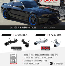 Load image into Gallery viewer, MBRP 3&quot; Dual Axle Back, Muffler Delete, T304, Ford Mustang GT 5.0L 2011 - 2014