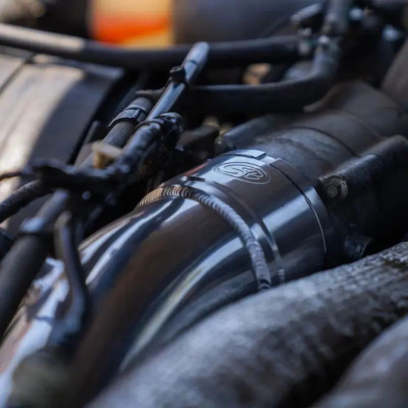 S&B intercooler pipe installed on Ford Super Duty