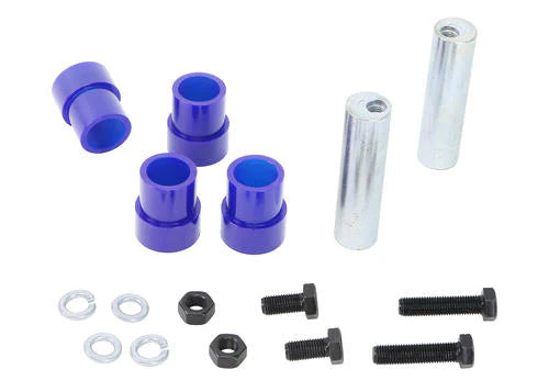 Close‑up of SuperPro SPF1811K offset bushing with camber‑adjustment geometry.