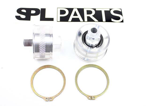 SPL CRB E9X adjustable front caster rod monoball bushings for BMW E9X, E8X, M2, M3, and M4, designed to increase caster and improve steering feel