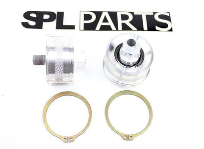 SPL CRB E9X adjustable front caster rod monoball bushings for BMW E9X, E8X, M2, M3, and M4, designed to increase caster and improve steering feel