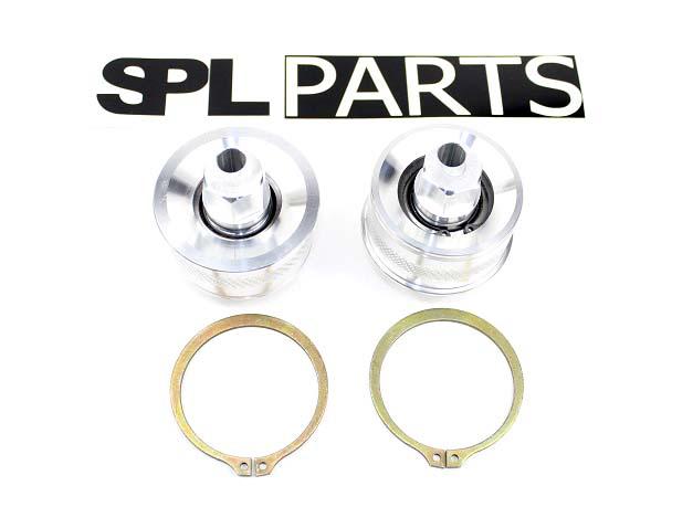 SPL CRB E9X adjustable front caster rod monoball bushings for BMW E9X, E8X, M2, M3, and M4, designed to increase caster and improve steering feel