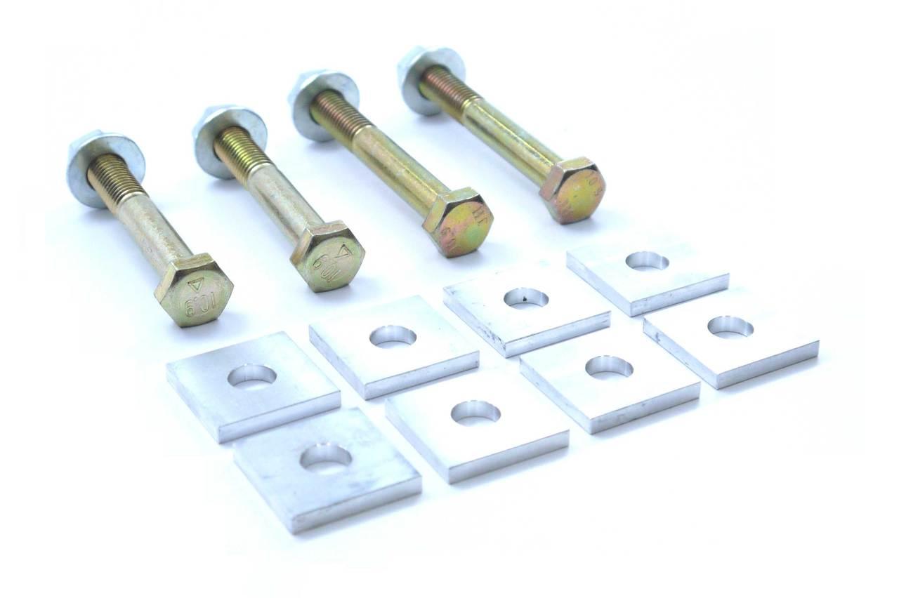 SPL EL Z34 eccentric lockout kit for Nissan 370Z and Infiniti G35 G37, designed to eliminate OEM eccentric bolt slip and lock rear alignment