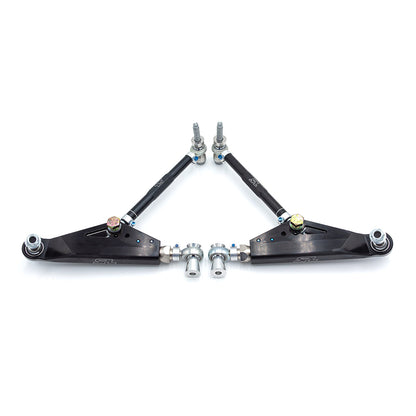 SPL FLCA FRS adjustable front lower control arms for GR86 and BRZ, designed to add camber, caster, roll center, and anti-dive adjustment for track use