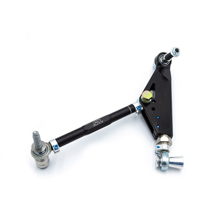 SPL FLCA FRS adjustable front lower control arms for GR86 and BRZ, designed to add camber, caster, roll center, and anti-dive adjustment for track use