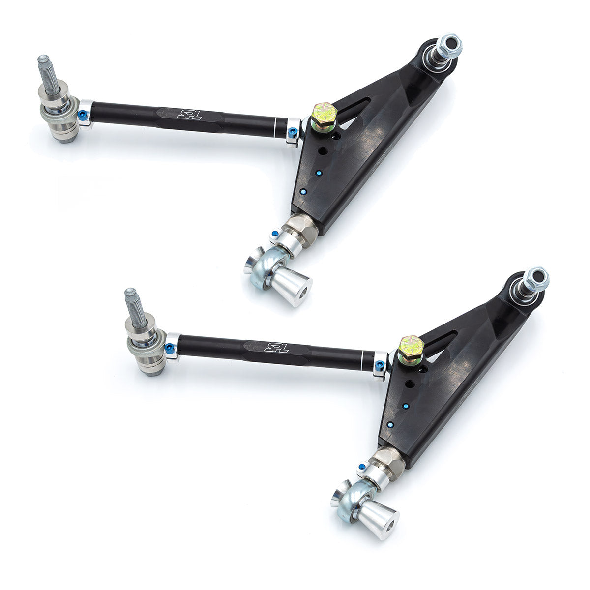SPL FLCA FRS adjustable front lower control arms for GR86 and BRZ, designed to add camber, caster, roll center, and anti-dive adjustment for track use