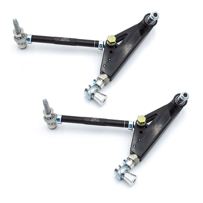 SPL FLCA FRS adjustable front lower control arms for GR86 and BRZ, designed to add camber, caster, roll center, and anti-dive adjustment for track use