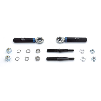 SPL Parts adjustable front tie rod ends with bumpsteer correction for Toyota GR86, Subaru BRZ, FR-S, and WRX, designed to reduce toe change and improve steering stability