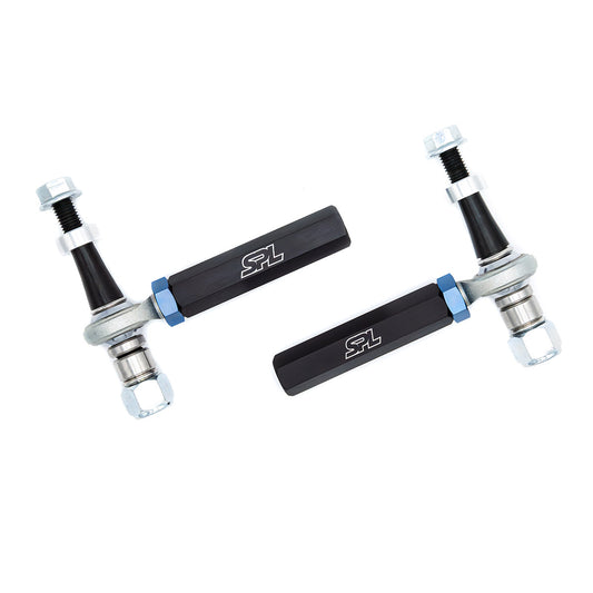 SPL Parts adjustable front tie rod ends with bumpsteer correction for Toyota GR86, Subaru BRZ, FR-S, and WRX, designed to reduce toe change and improve steering stability